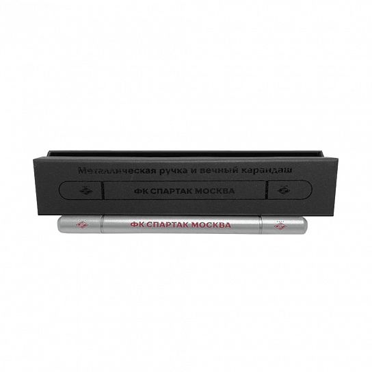 Metal pen with perpetual pencil in silver