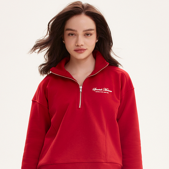 Свитшот на молнии красный FC Spartak Moscow