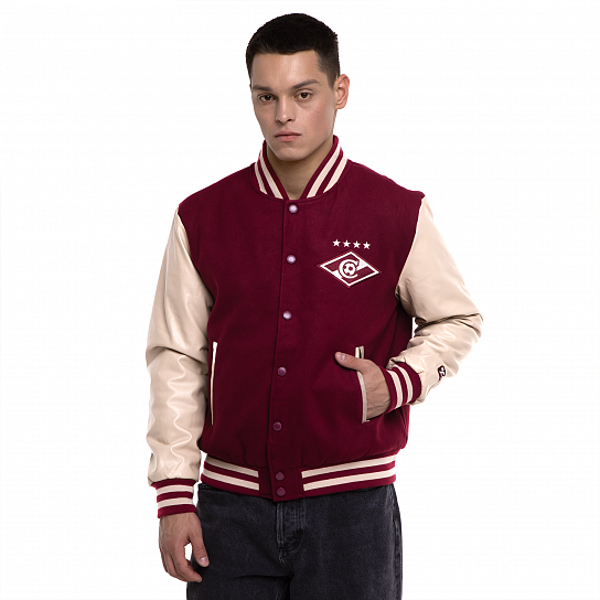 Куртка бомбер утеплен. бордово- бежевая