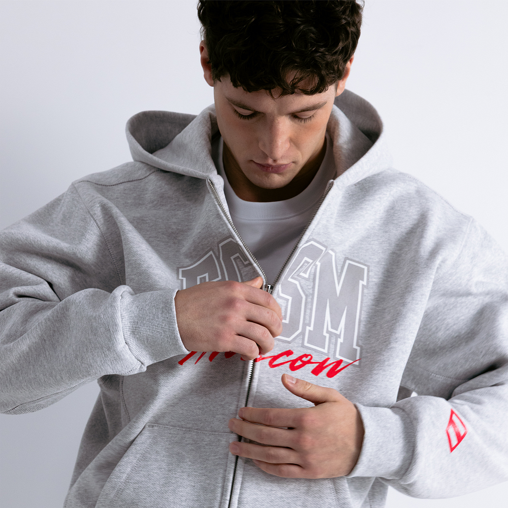 Зип-худи GYM 2.0 серый меланж