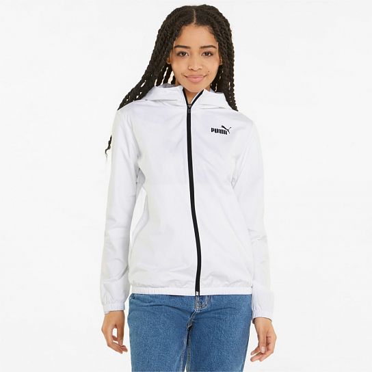 PUMA Women's ESS Solid Windbreaker Jacket White